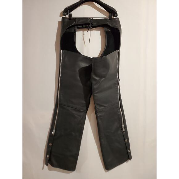 Heavy Duty Leather Company Riding Chaps Womens Size XL Ladies Black Motorcycle - Picture 2 of 9